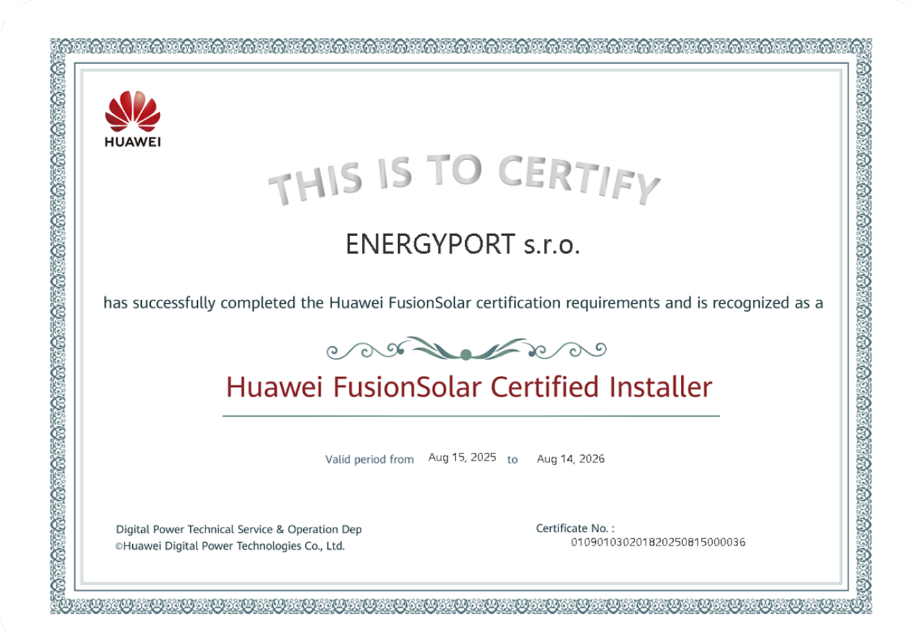 ENERGYPORT cerfitikát Huawei